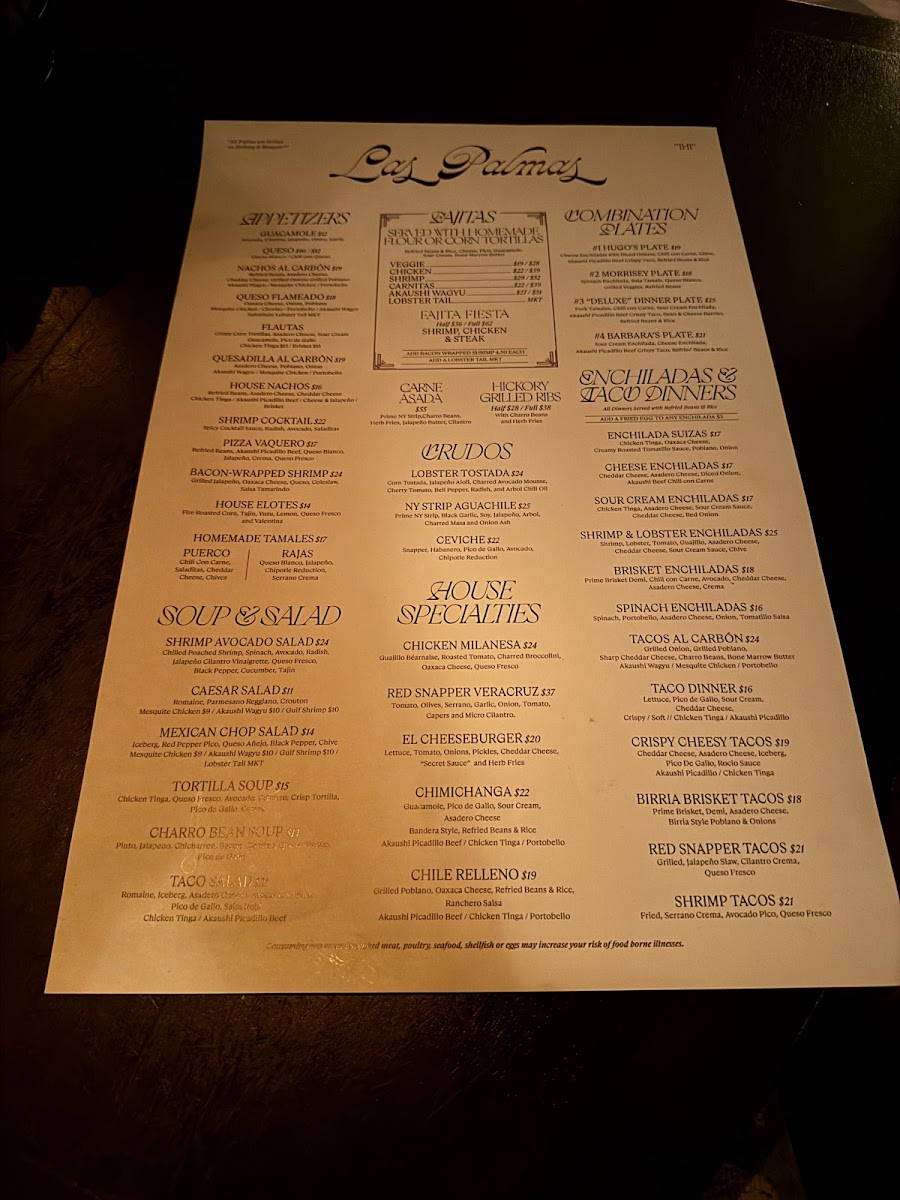 Las Palmas Tex-Mex Menu - Image 1